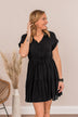 Always Wait For Me Collared Mini Dress- Black