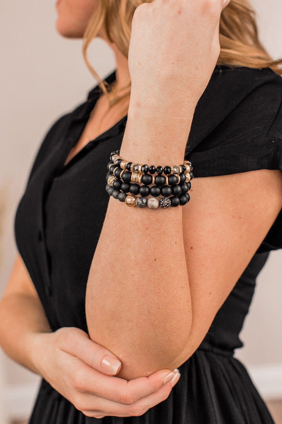 Reaching My Goals Bracelet Set- Black