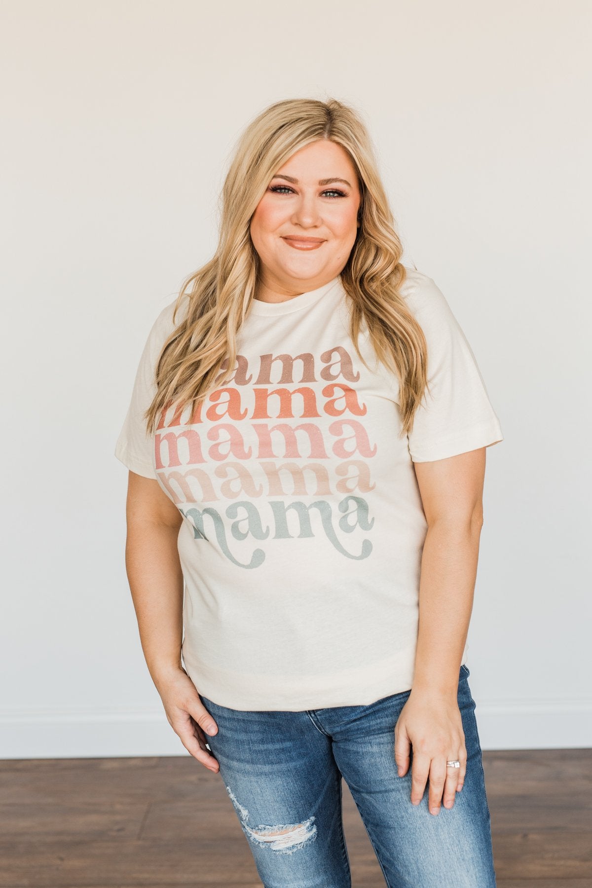"Mama" Colorful Graphic Tee- Cream