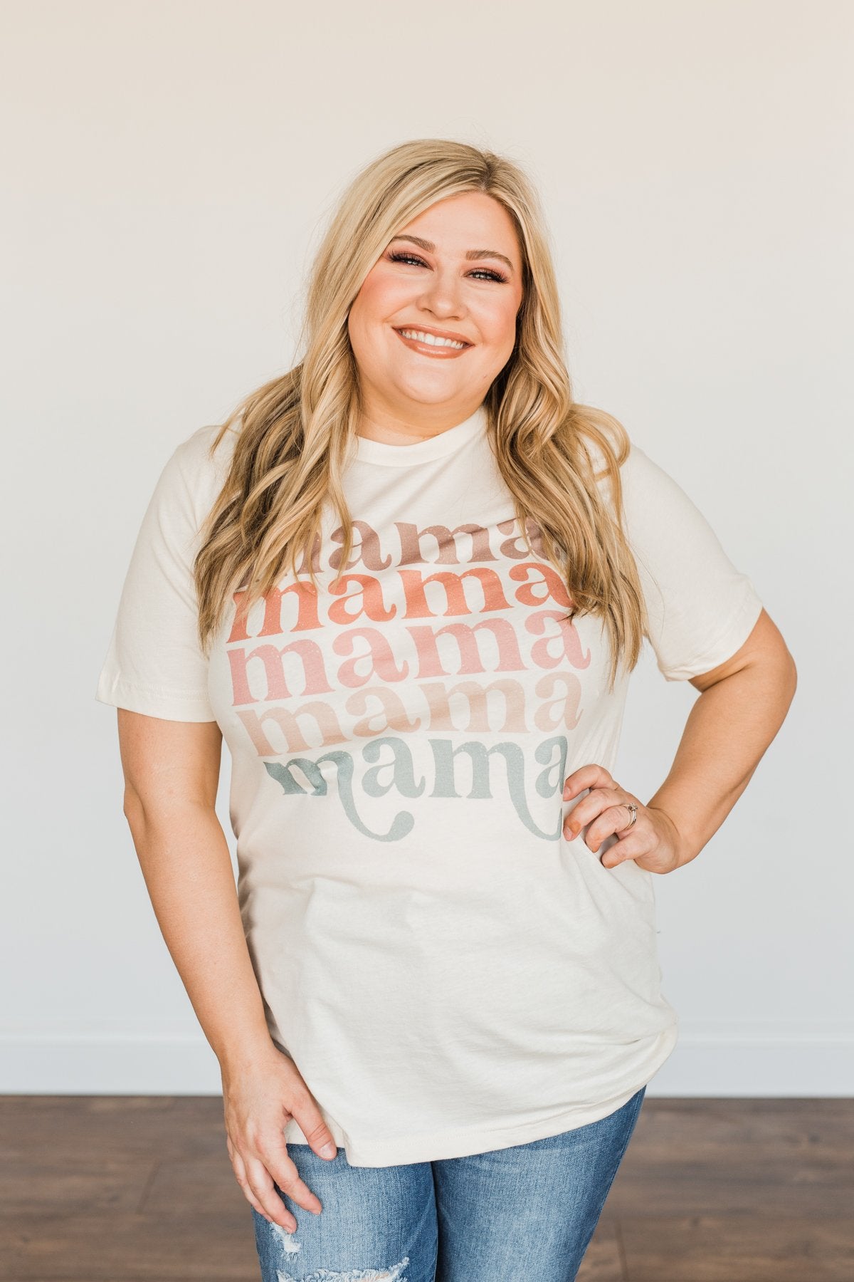 "Mama" Colorful Graphic Tee- Cream