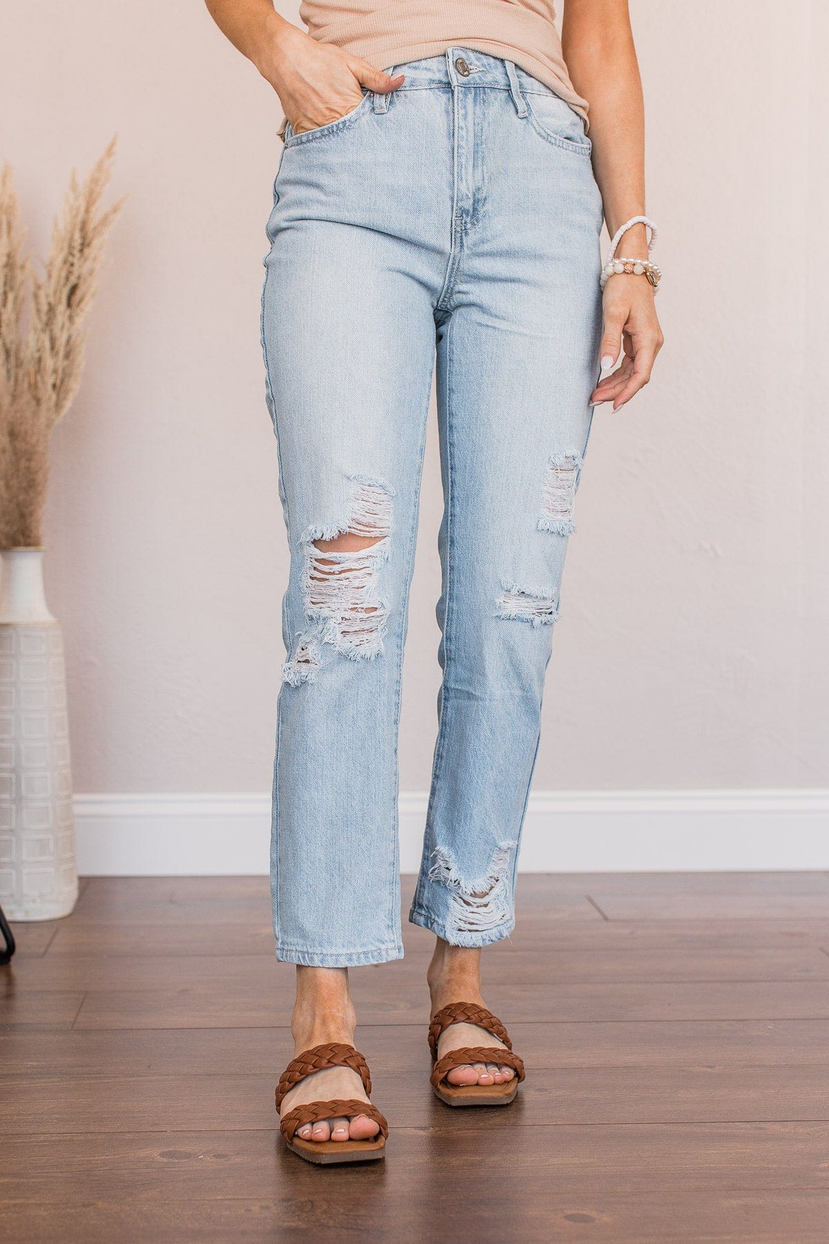 YMI High Waisted Mom Jean- Pamela Wash