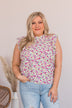 I Know The Way Ruffle Sleeve Blouse- White & Pink