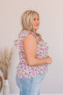 I Know The Way Ruffle Sleeve Blouse- White & Pink