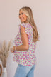 I Know The Way Ruffle Sleeve Blouse- White & Pink