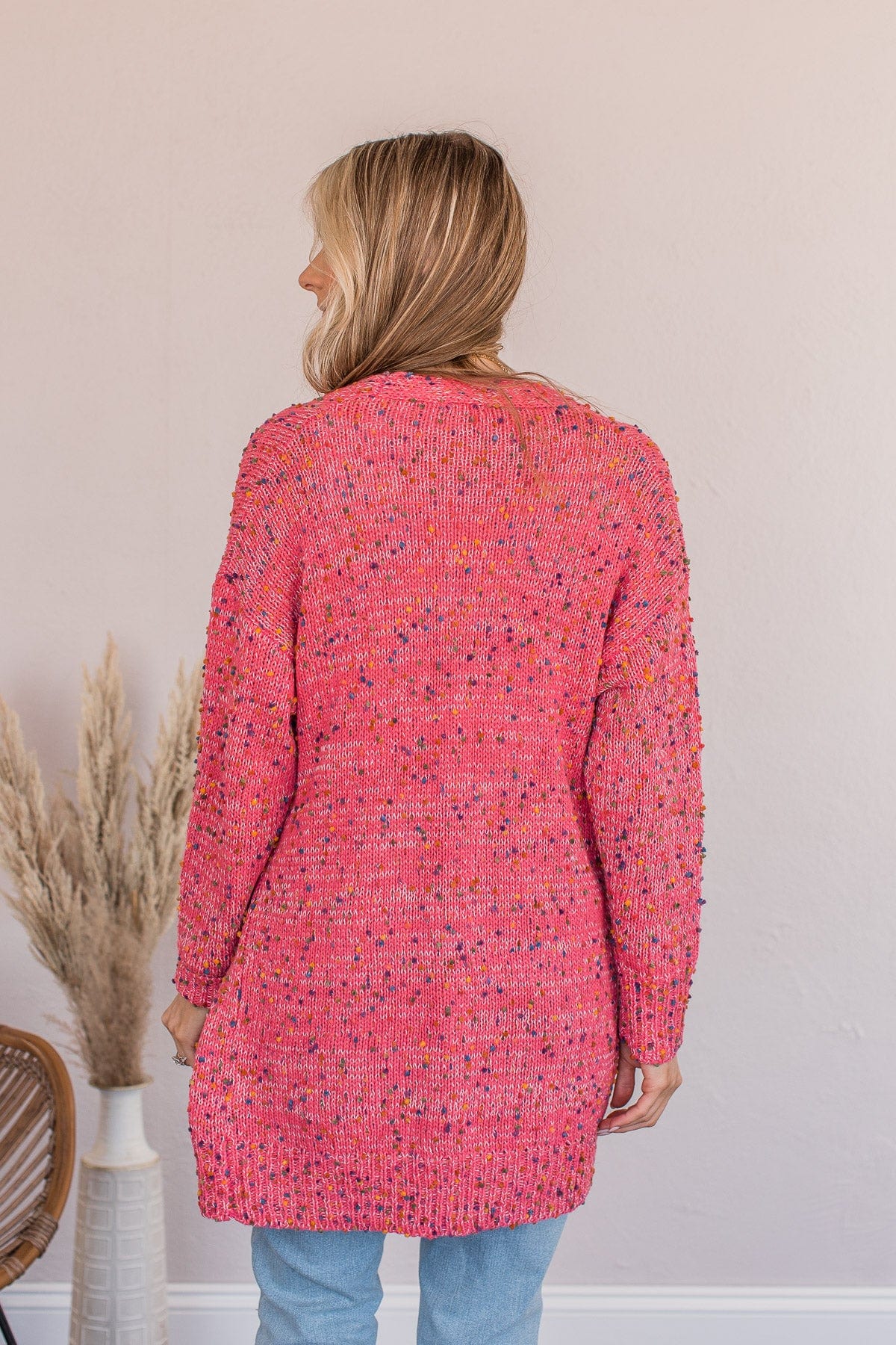 The Heart Confetti Sweater in Hot Pink Large