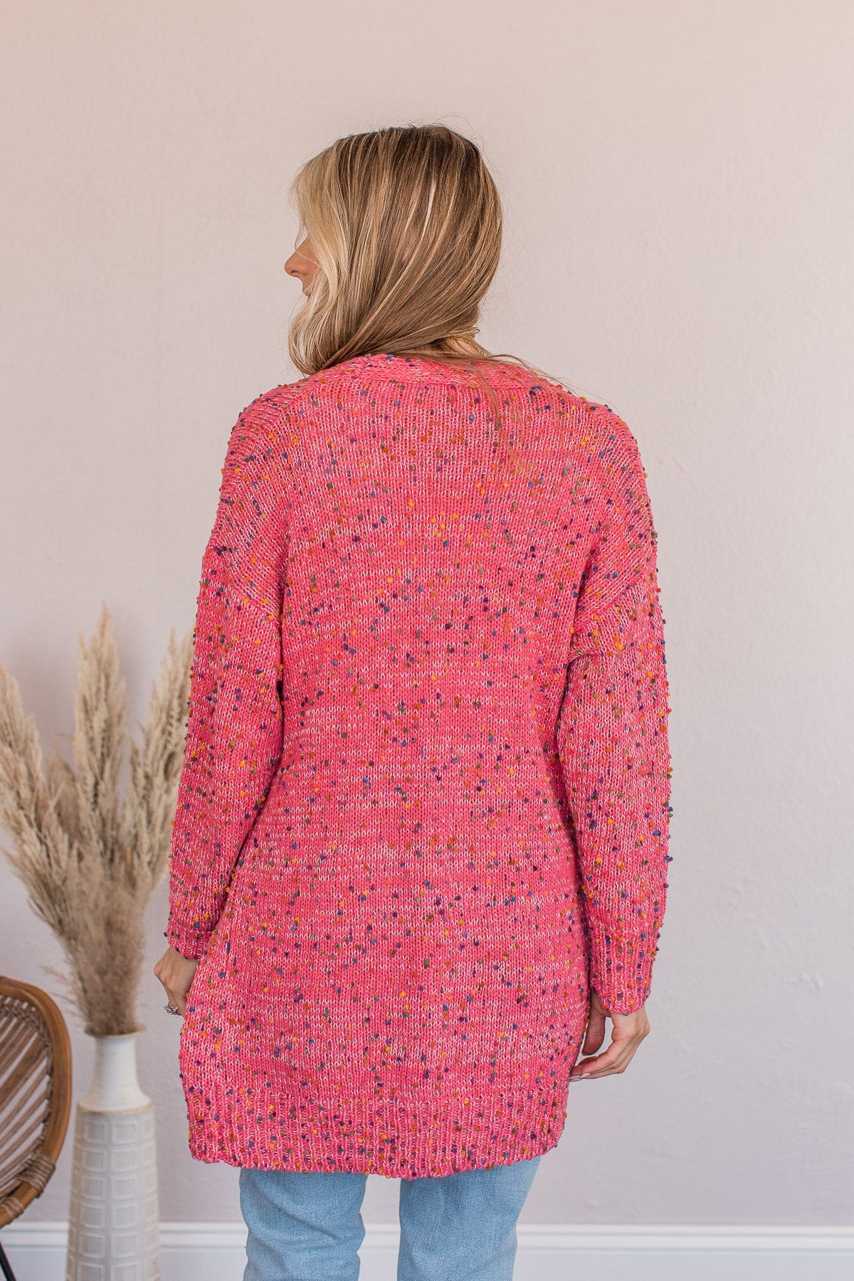 Pleased With Myself Confetti Cardigan- Pink