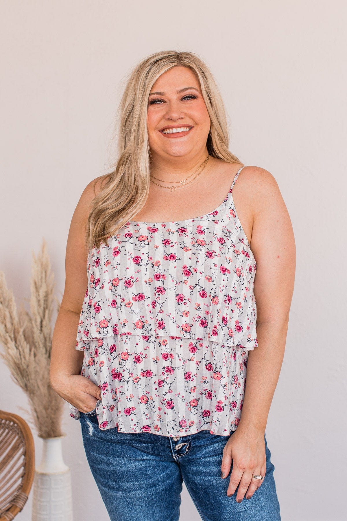 Make Today Count Floral Tank- Gray