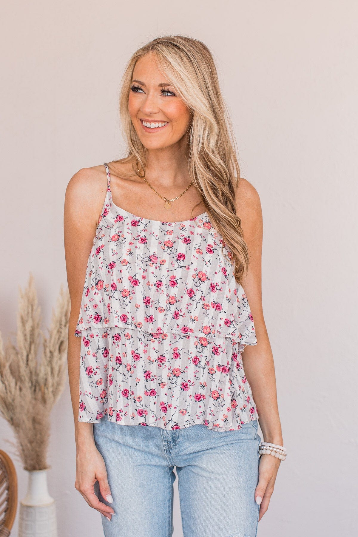 Make Today Count Floral Tank- Gray