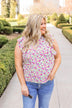 I Know The Way Ruffle Sleeve Blouse- White & Pink
