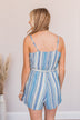 Divided Feelings Striped Romper- Blue