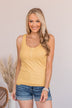 Tight Knit Love Button Tank- Mustard