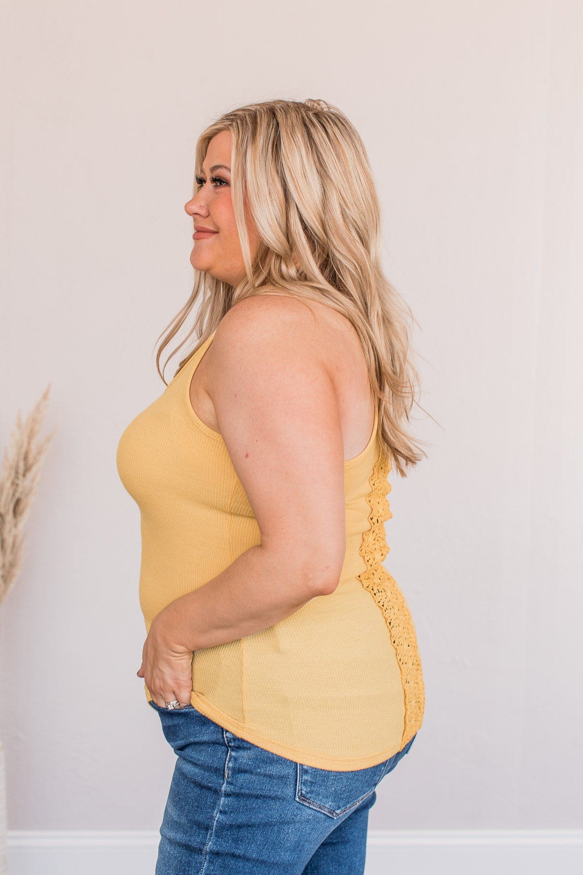 Tight Knit Love Button Tank- Mustard