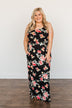 Off To The Tropics Floral Maxi Dress- Black