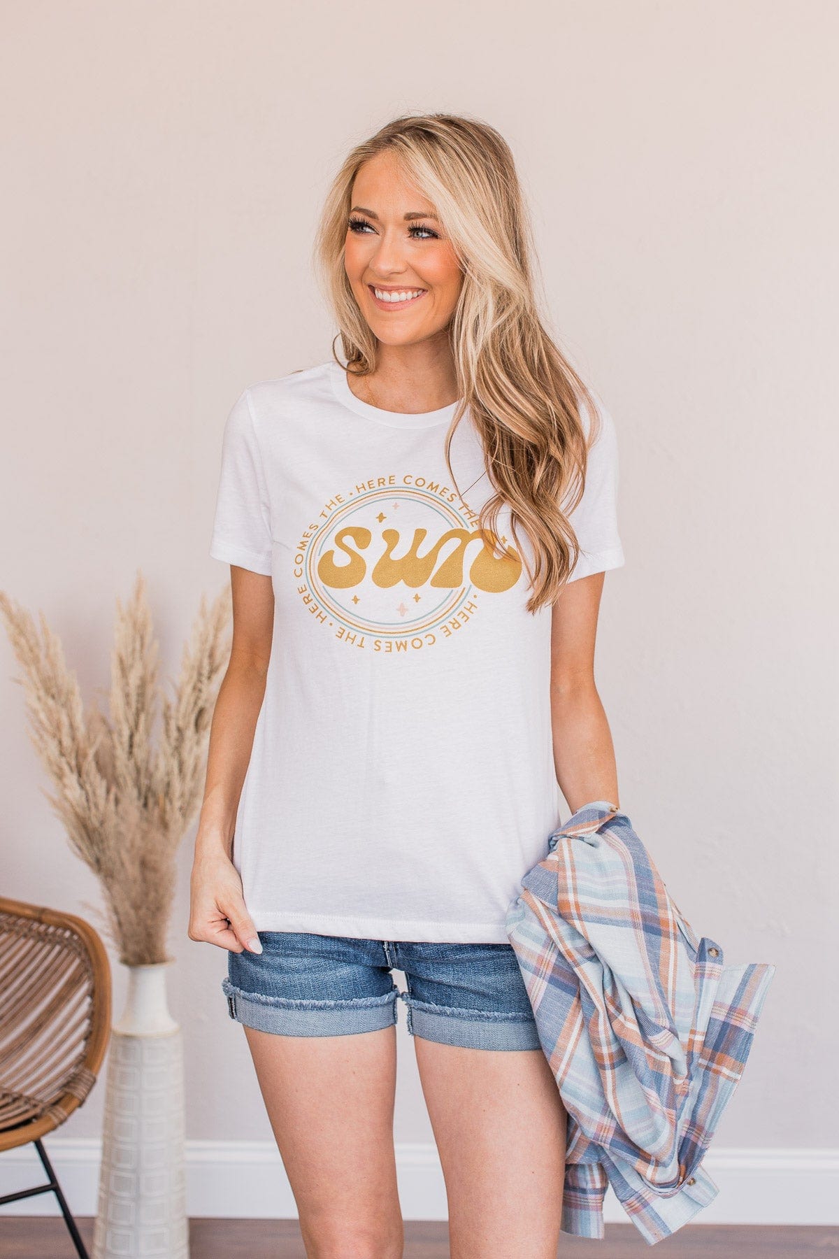 "Here Comes The Sun" Graphic Tee- White