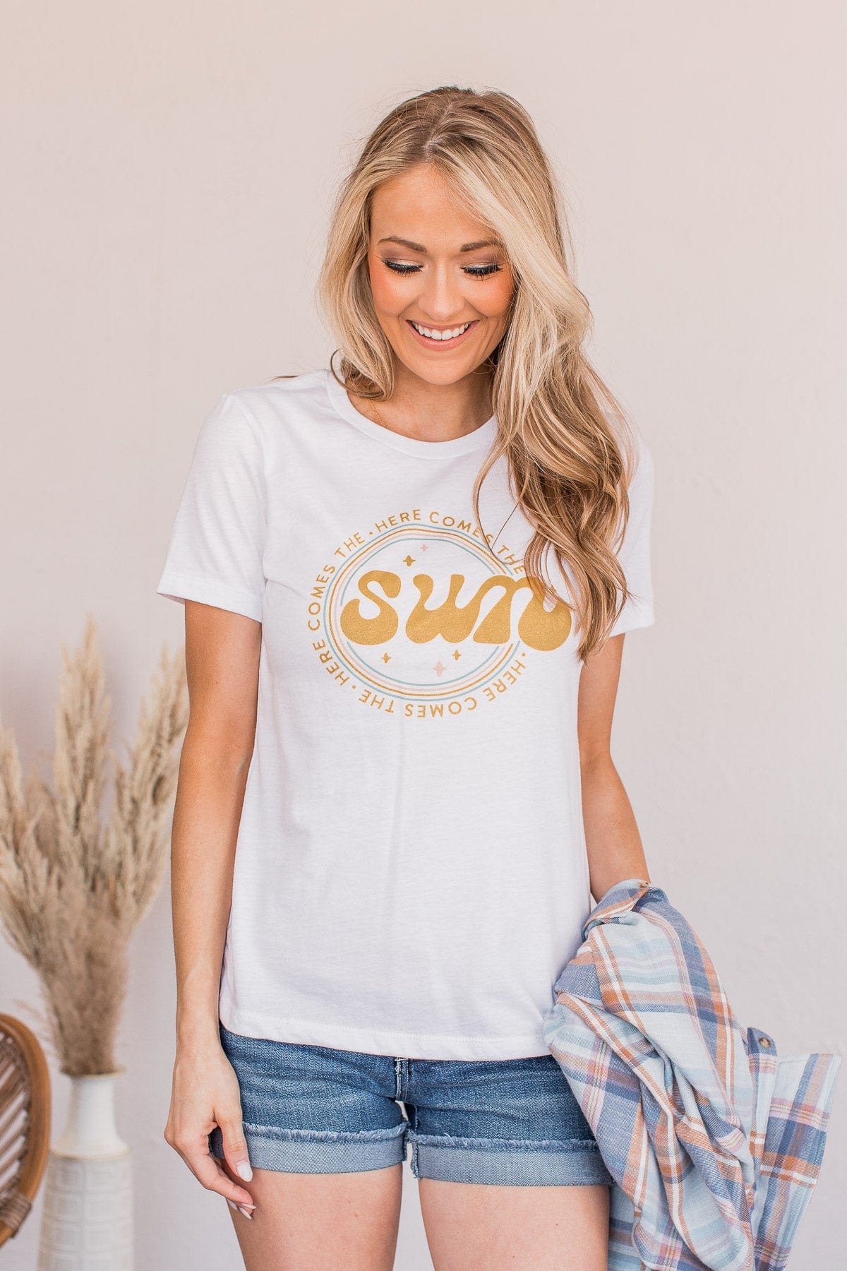 "Here Comes The Sun" Graphic Tee- White