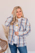 Kindness Is Free Plaid Button Top- Denim Blue