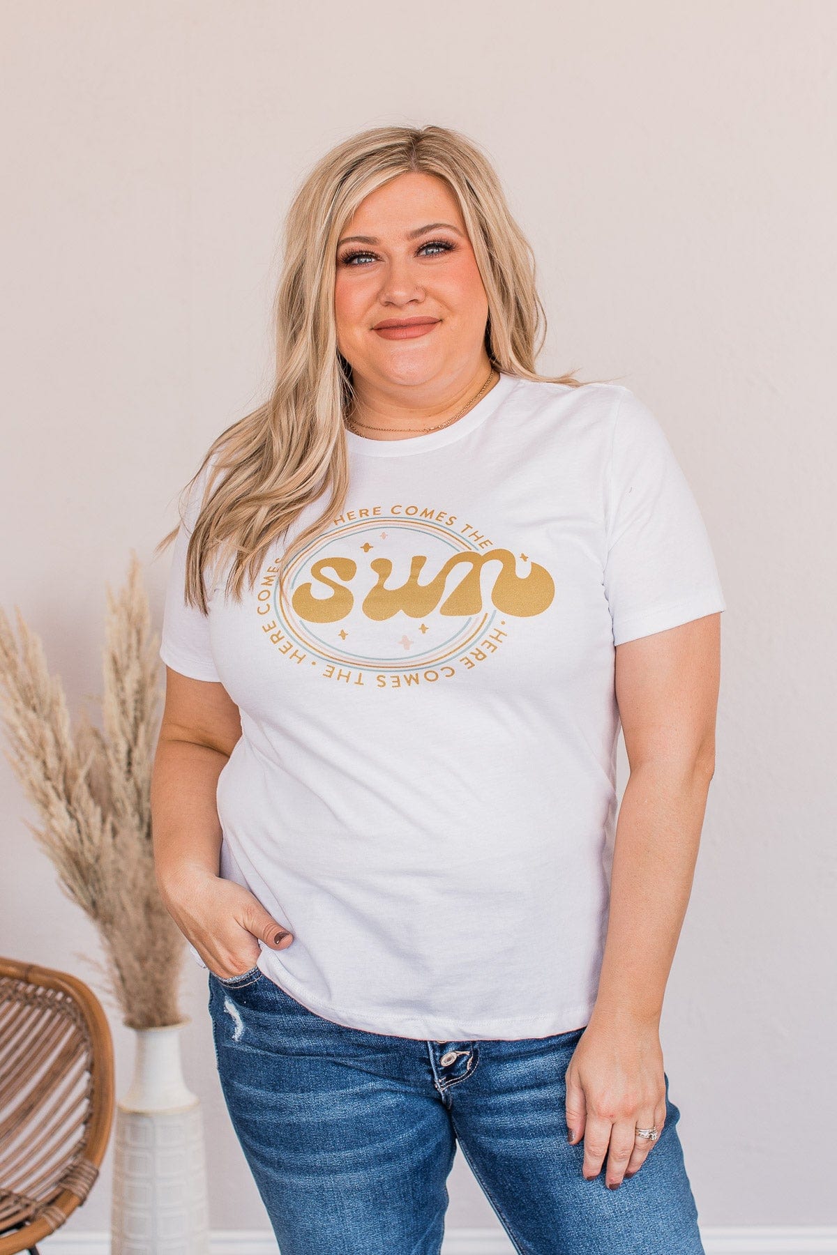 "Here Comes The Sun" Graphic Tee- White