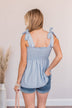 Down The Path Smocked Tank- Denim Blue
