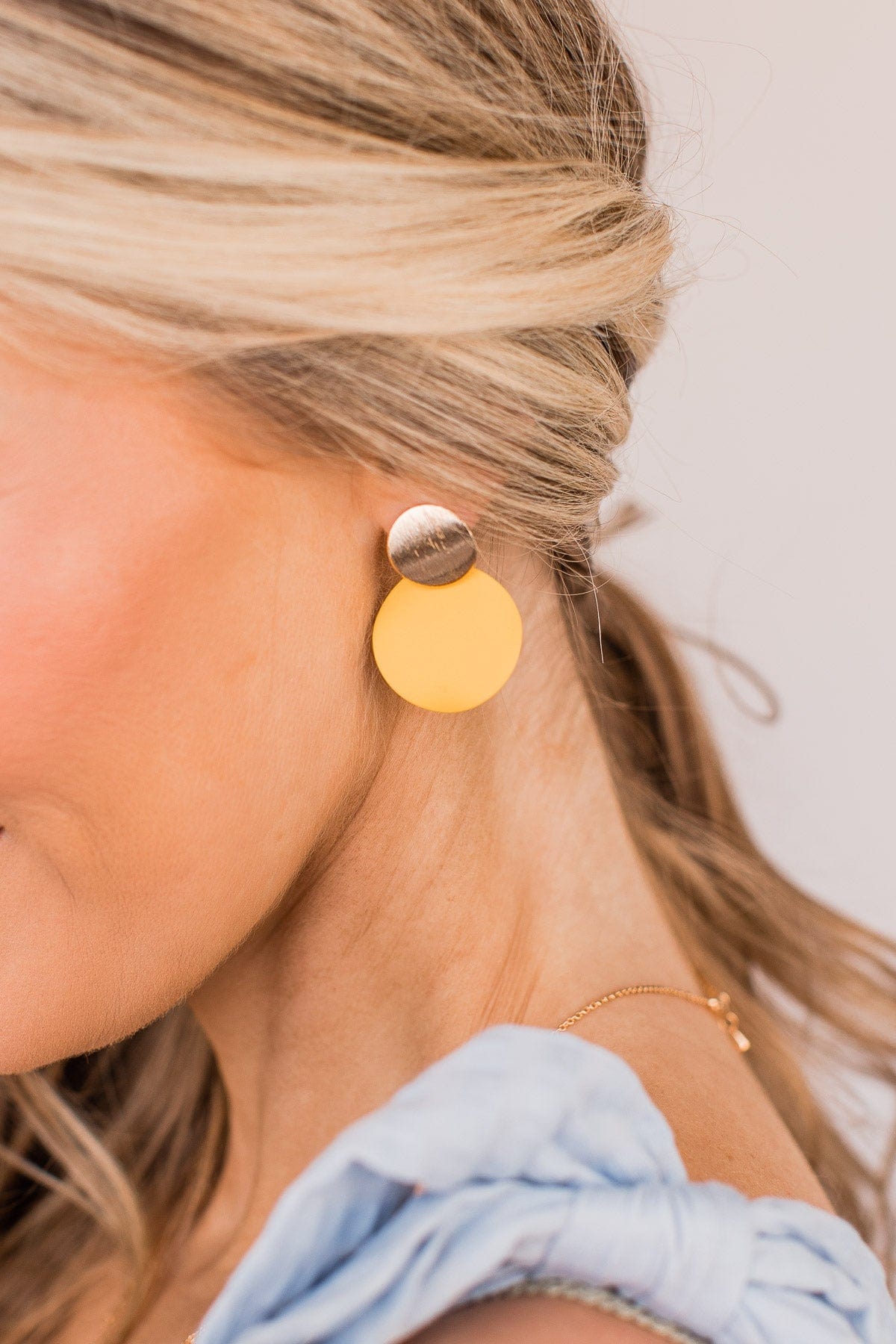 Wave Goodbye Gold Dangle Earrings- Mustard
