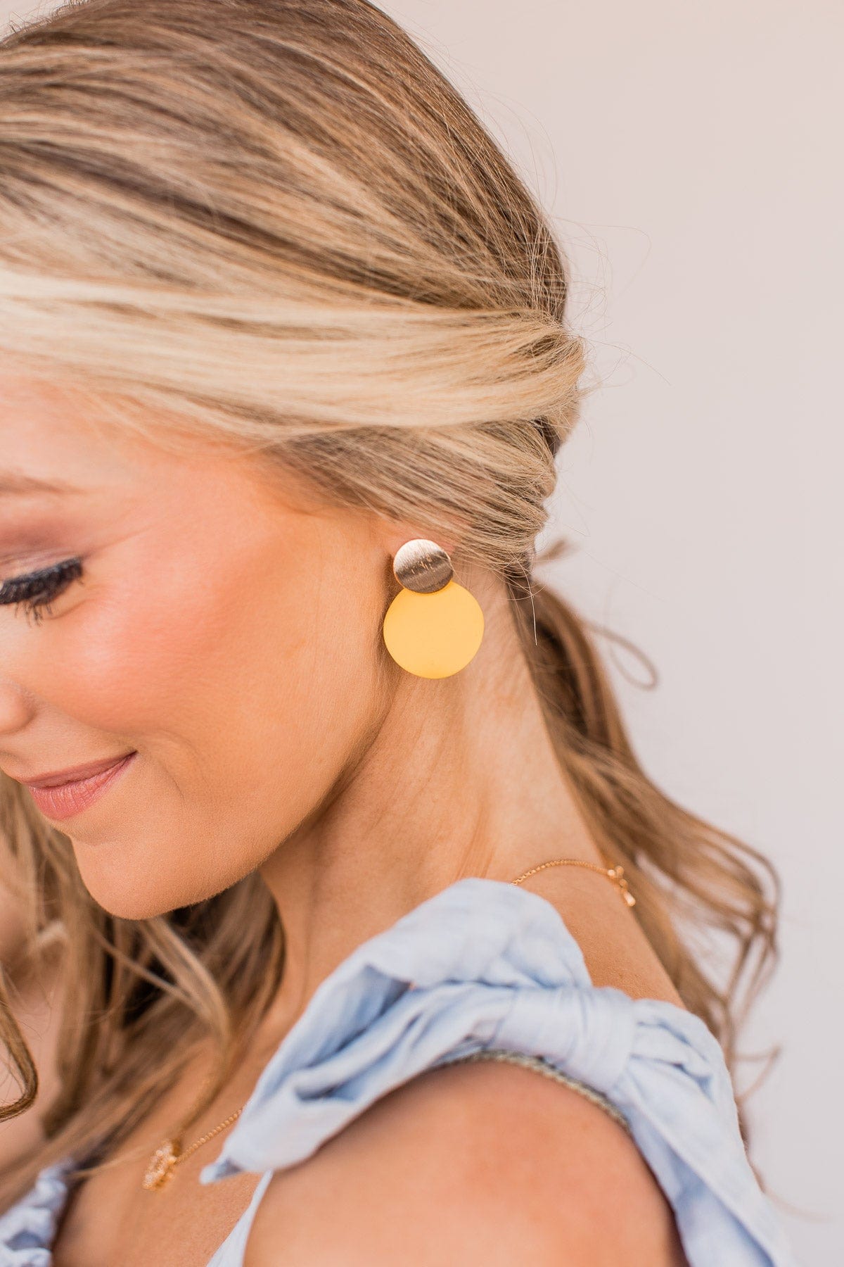 Wave Goodbye Gold Dangle Earrings- Mustard