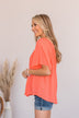 Energy Abounds Flutter Sleeve Top- Coral