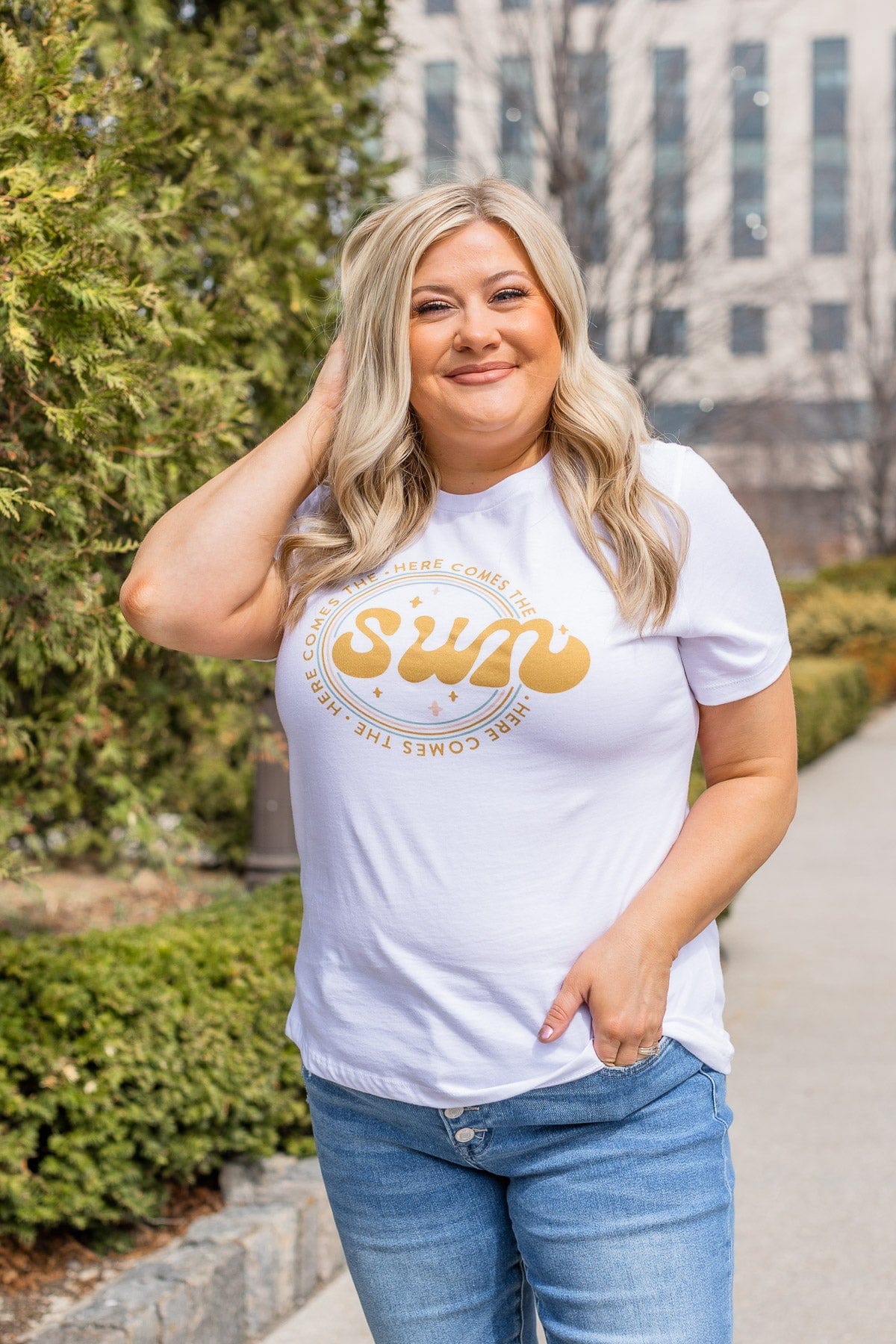 "Here Comes The Sun" Graphic Tee- White