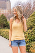 Tight Knit Love Button Tank- Mustard