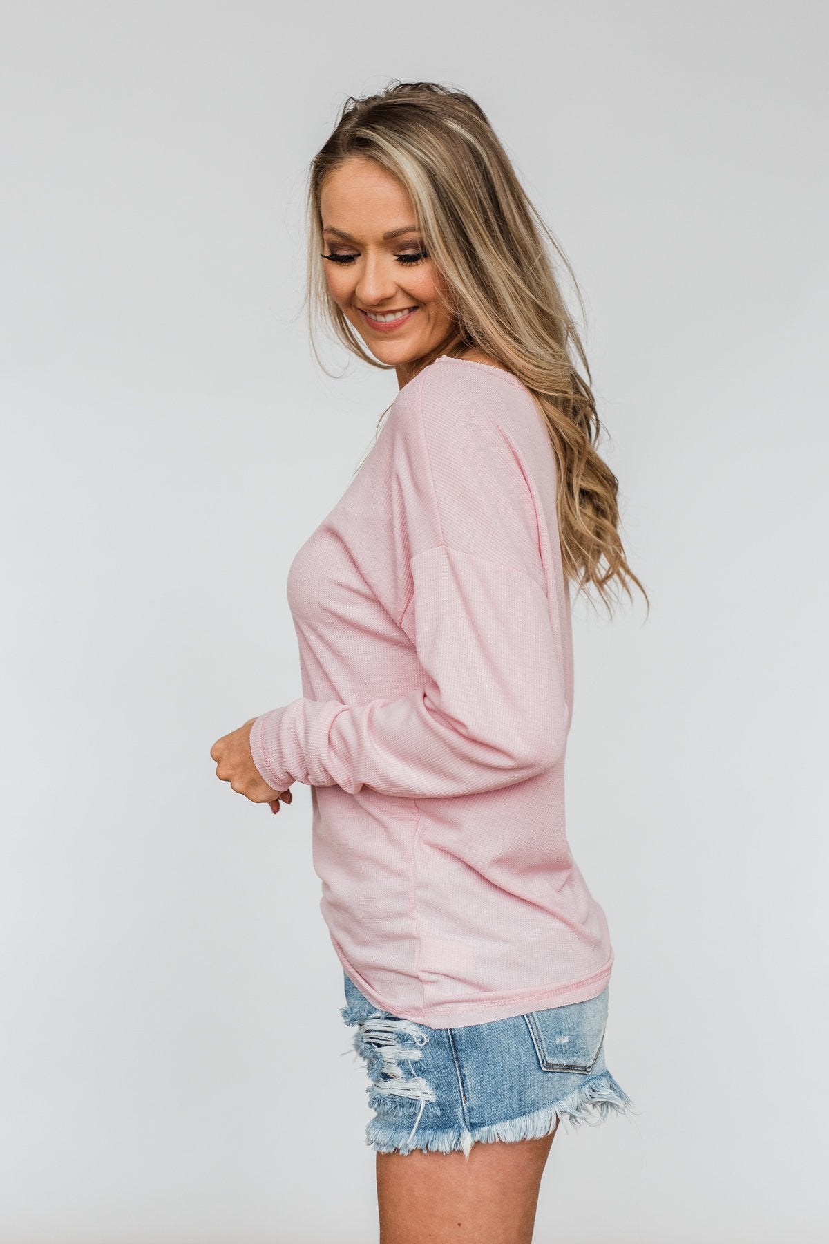Lightweight Long Sleeve Thermal Top- Pink
