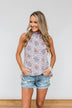 With A Smile Geo Print Tank Top- Mauve & Blue