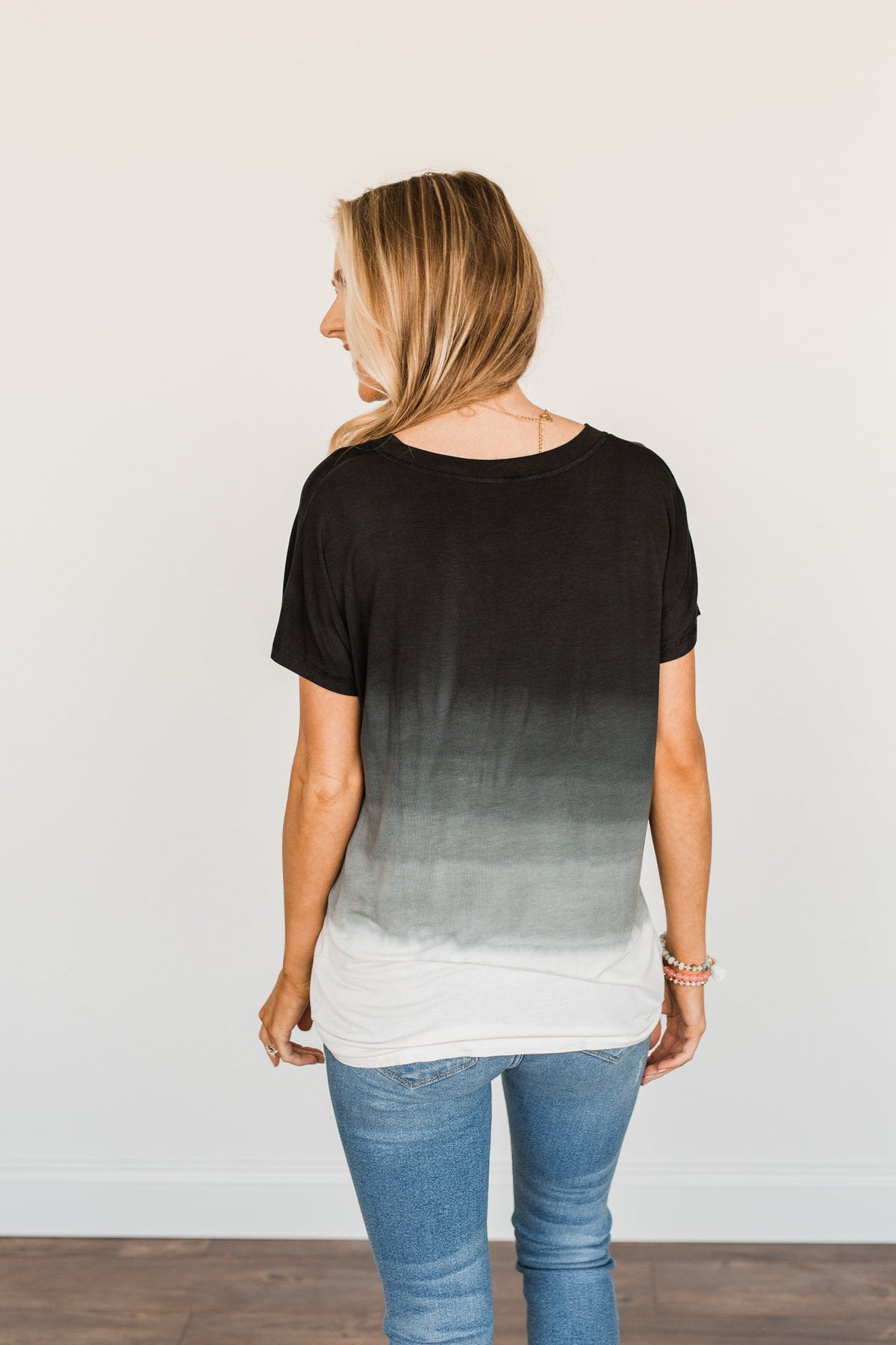 Enjoy Every Moment Ombre Top- Black & Off-White