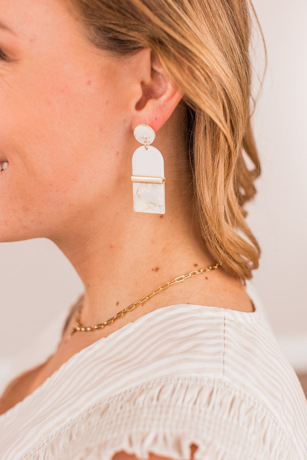 Joyful Smiles Dangle Earrings- Ivory