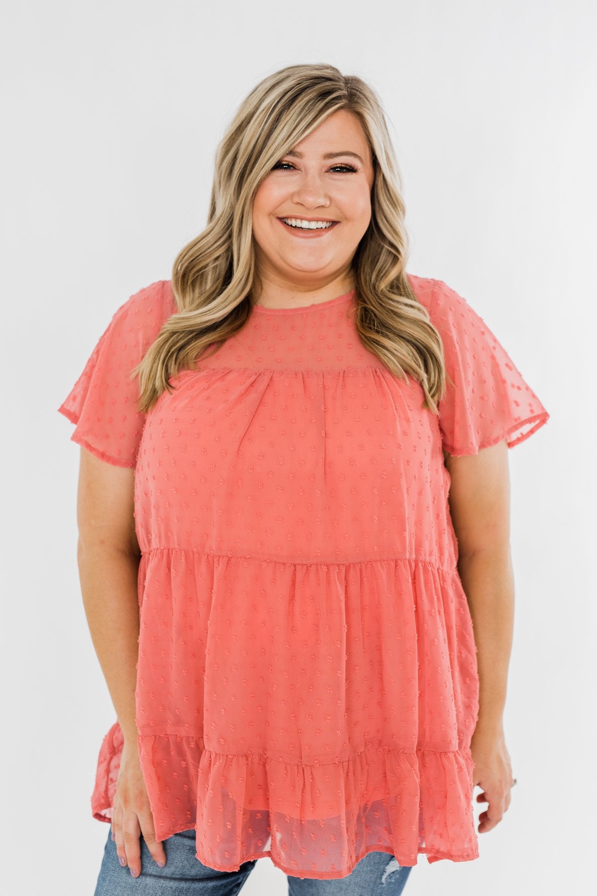 Take On The Day Ruffle Blouse- Deep Coral