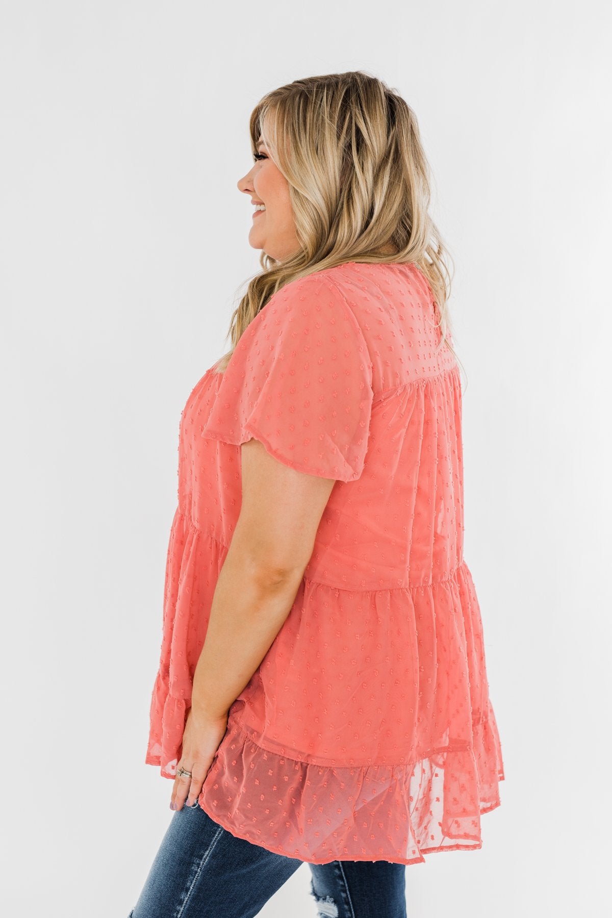 Take On The Day Ruffle Blouse- Deep Coral