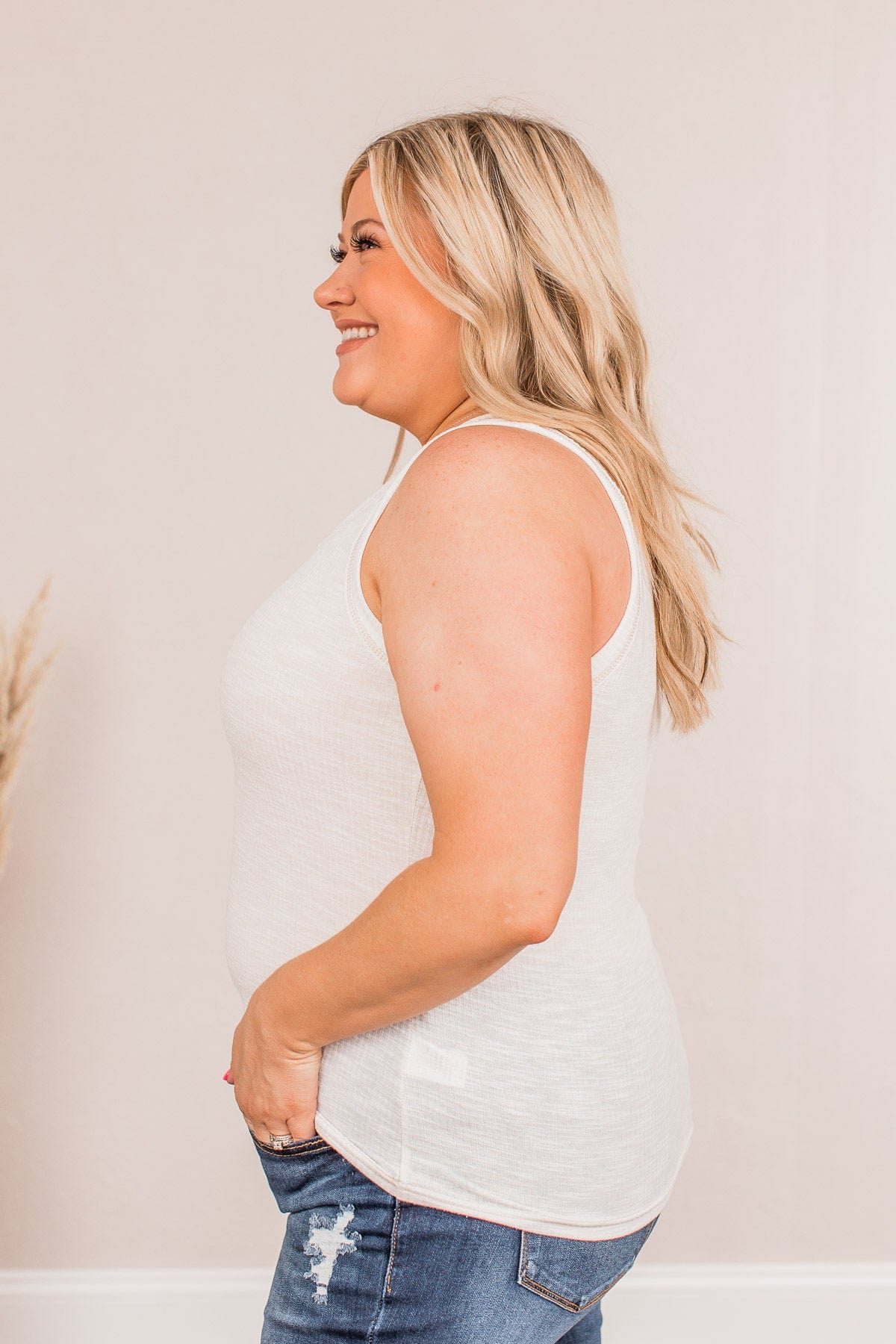 Embrace Your Love V-Neck Tank- Ivory