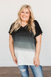 Enjoy Every Moment Ombre Top- Black & Off-White