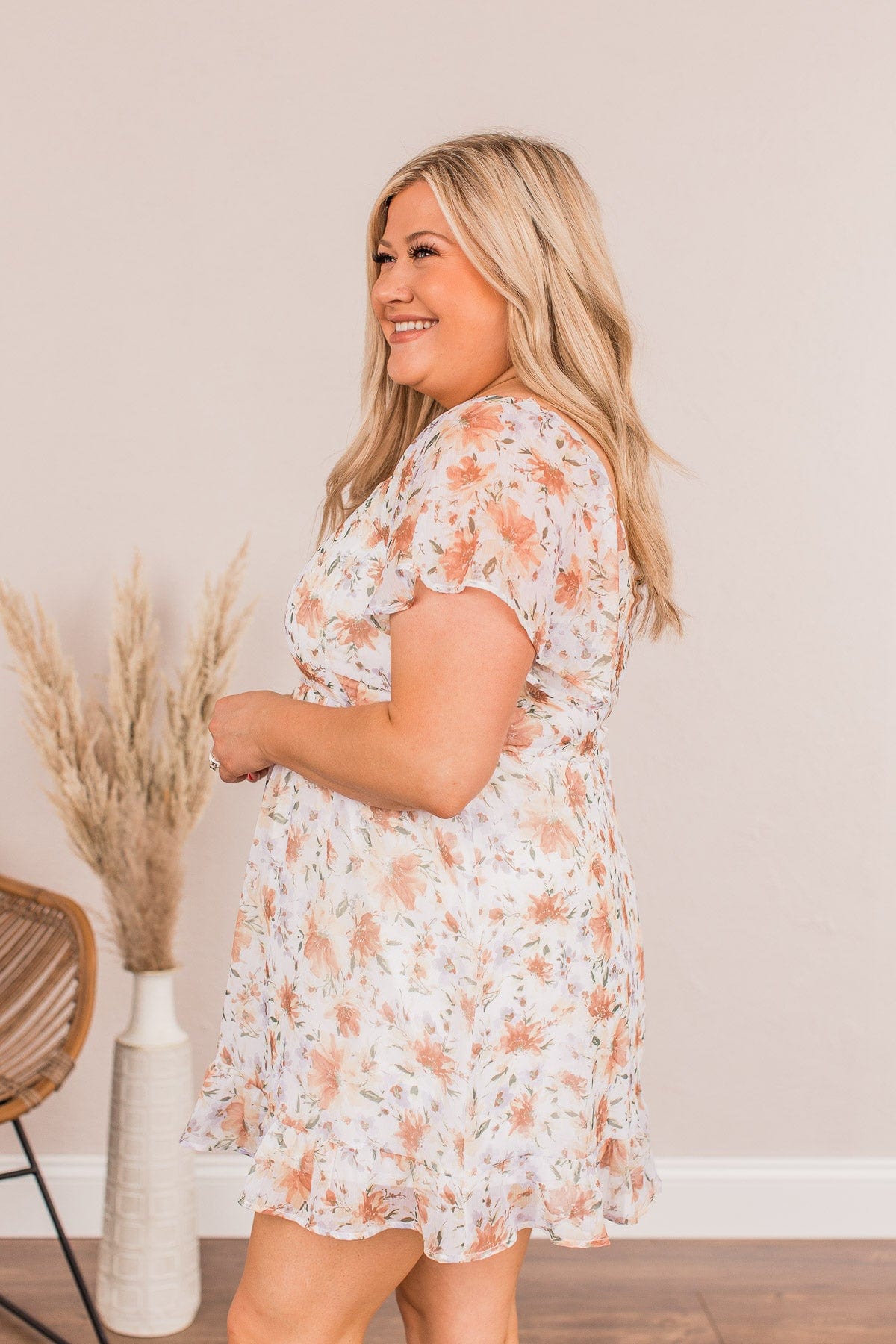 Wandering In The Garden Mini Dress- Ivory