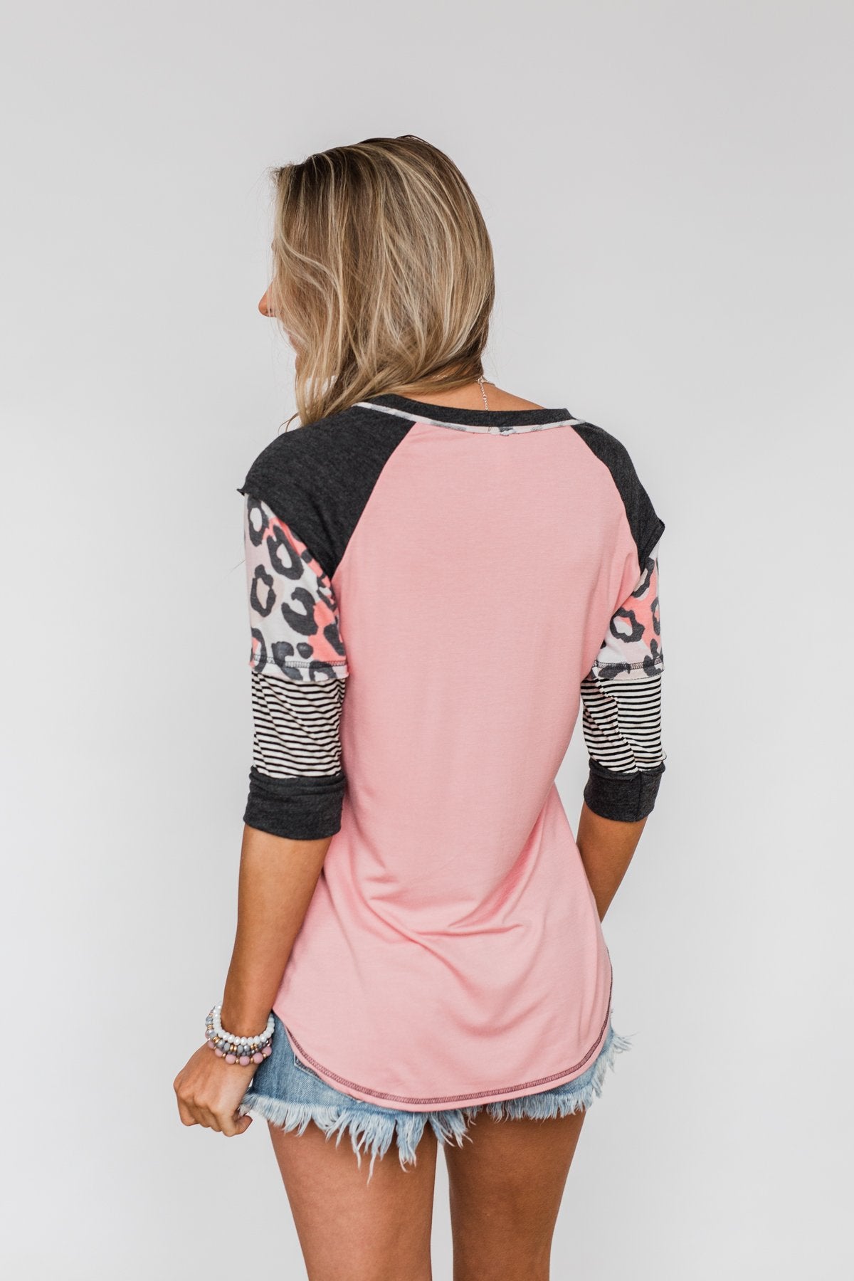 Ready For An Adventure Detail Top- Pink