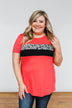 Brighten Your Day Leopard Stripe Top- Deep Coral