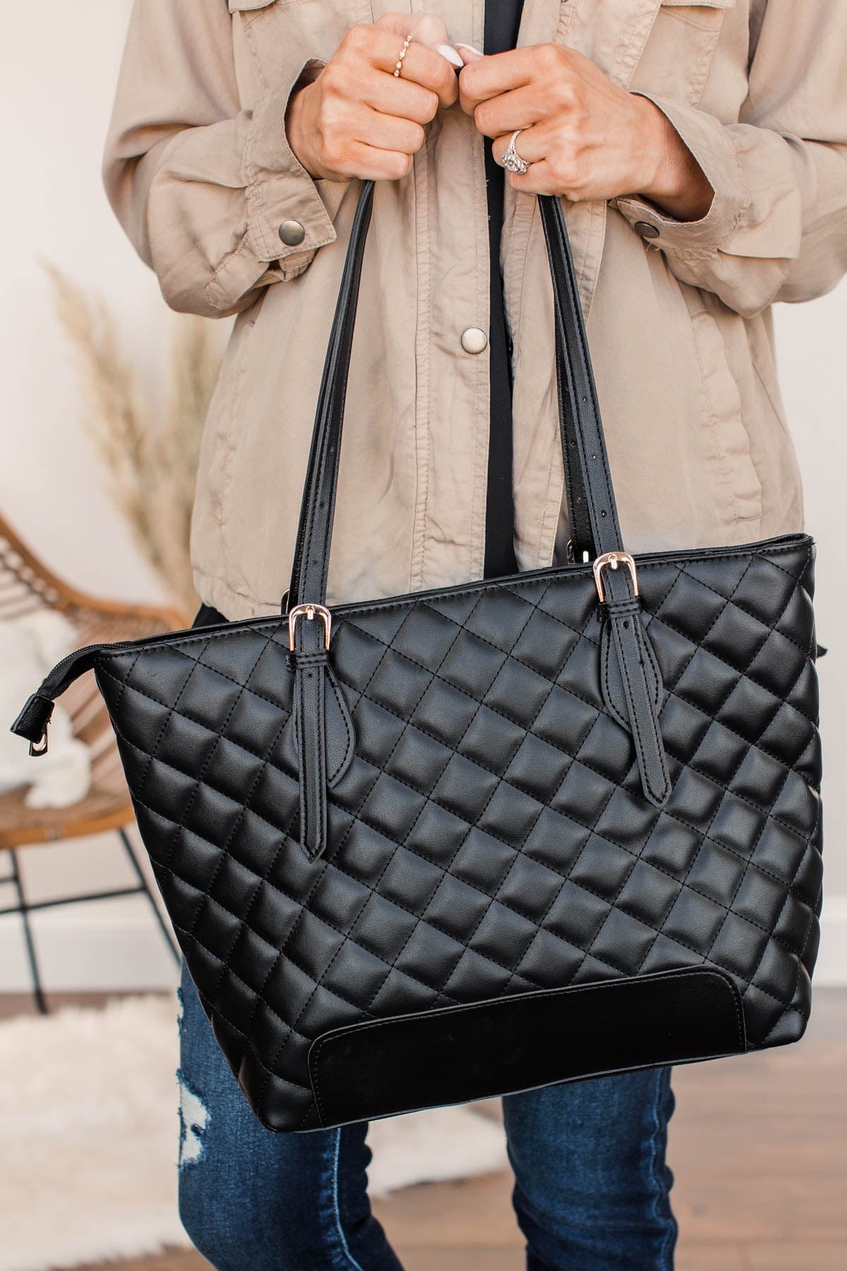 Wanting More Quilted Purse- Black