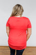 Brighten Your Day Leopard Stripe Top- Deep Coral