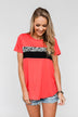 Brighten Your Day Leopard Stripe Top- Deep Coral