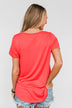 Brighten Your Day Leopard Stripe Top- Deep Coral