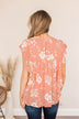 Crazy For You Flutter Sleeve Top- Coral