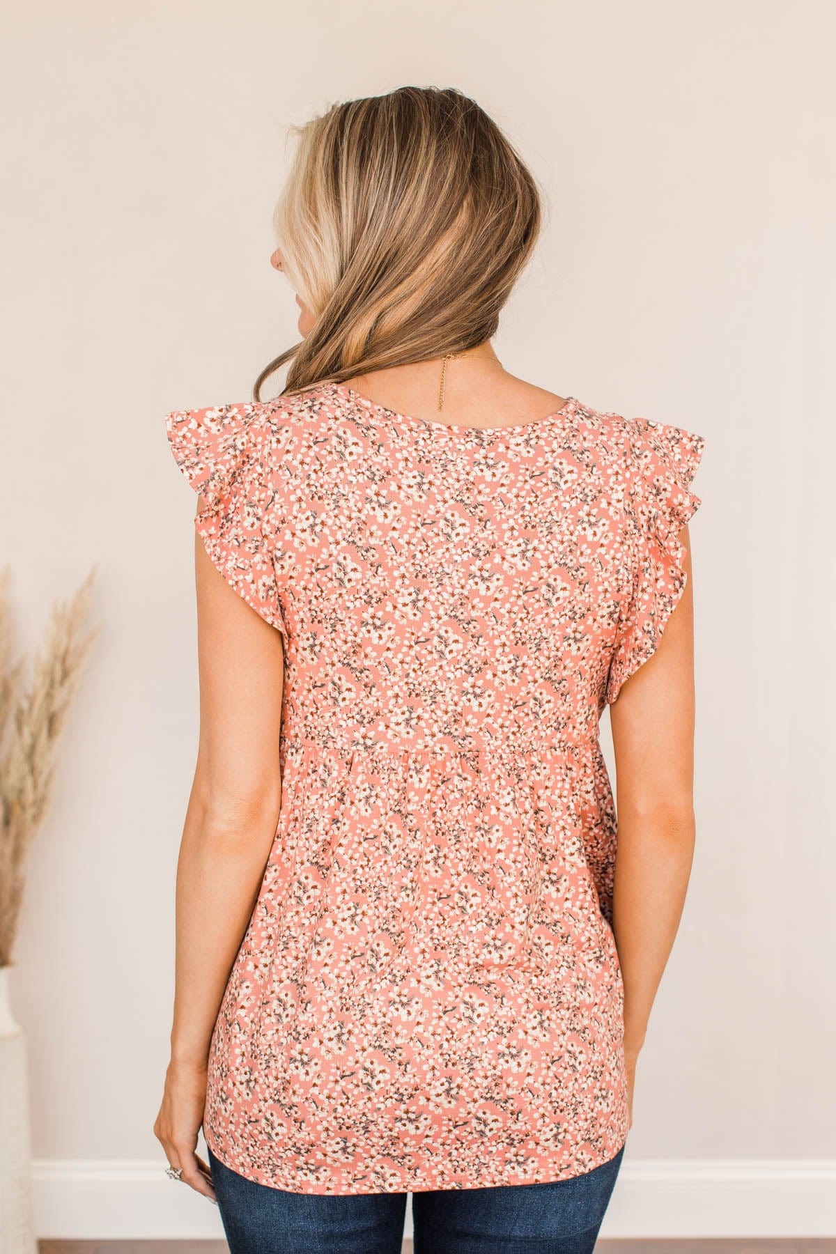 Breath of Spring Babydoll Top- Coral