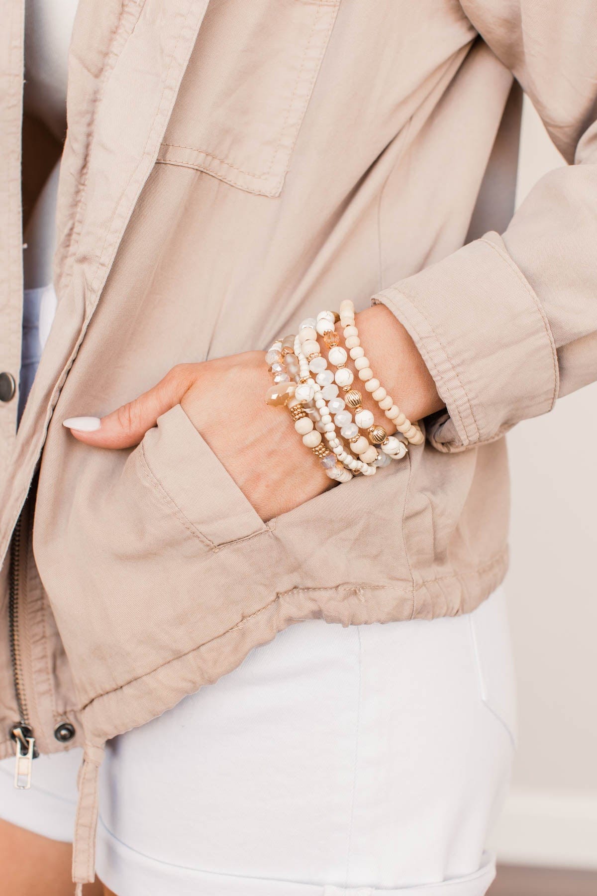 All Decked Out 6 Layer Bracelet Set- Natural