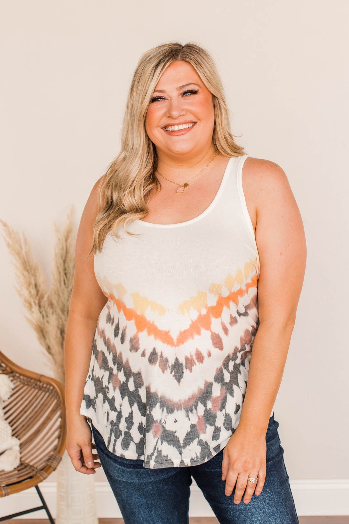 Get What I Fantasize Tie Dye Tank- Ivory