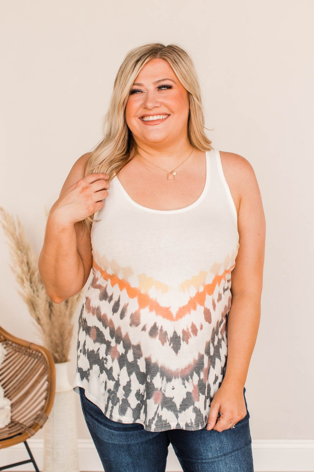 Get What I Fantasize Tie Dye Tank- Ivory