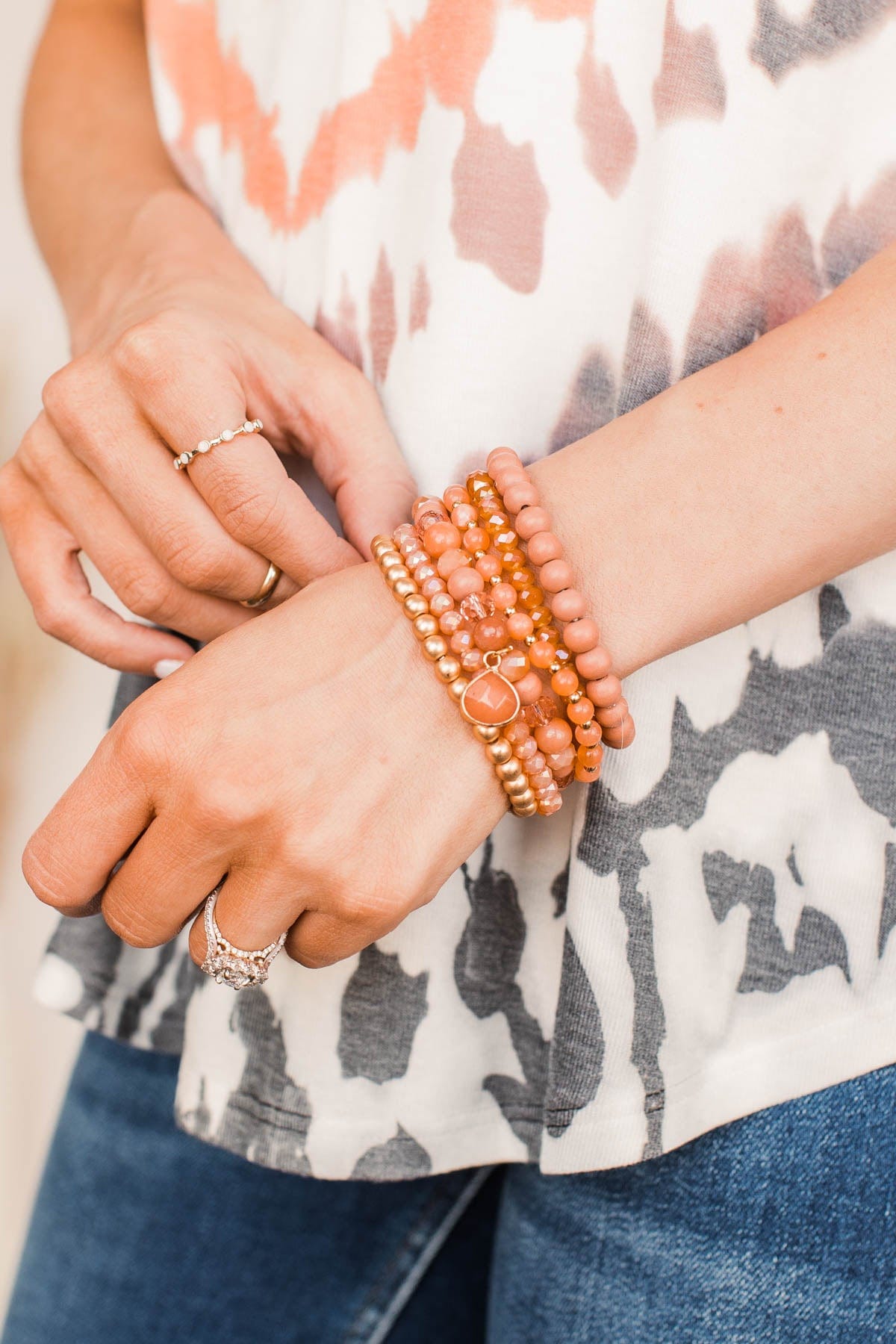 Telling Stories Gold Bracelet Set- Peach