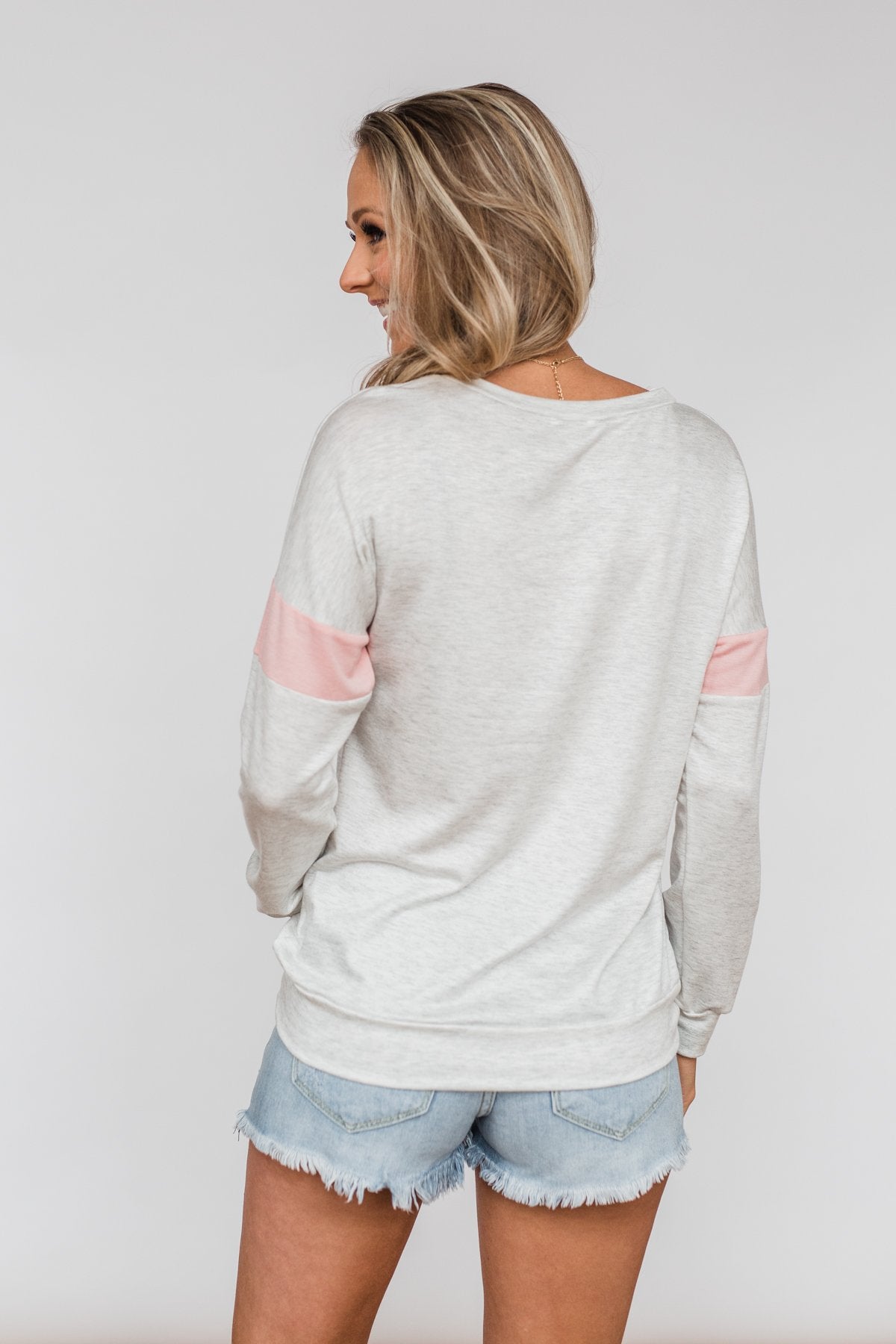 Including You & Me Long Sleeve Top- Pink