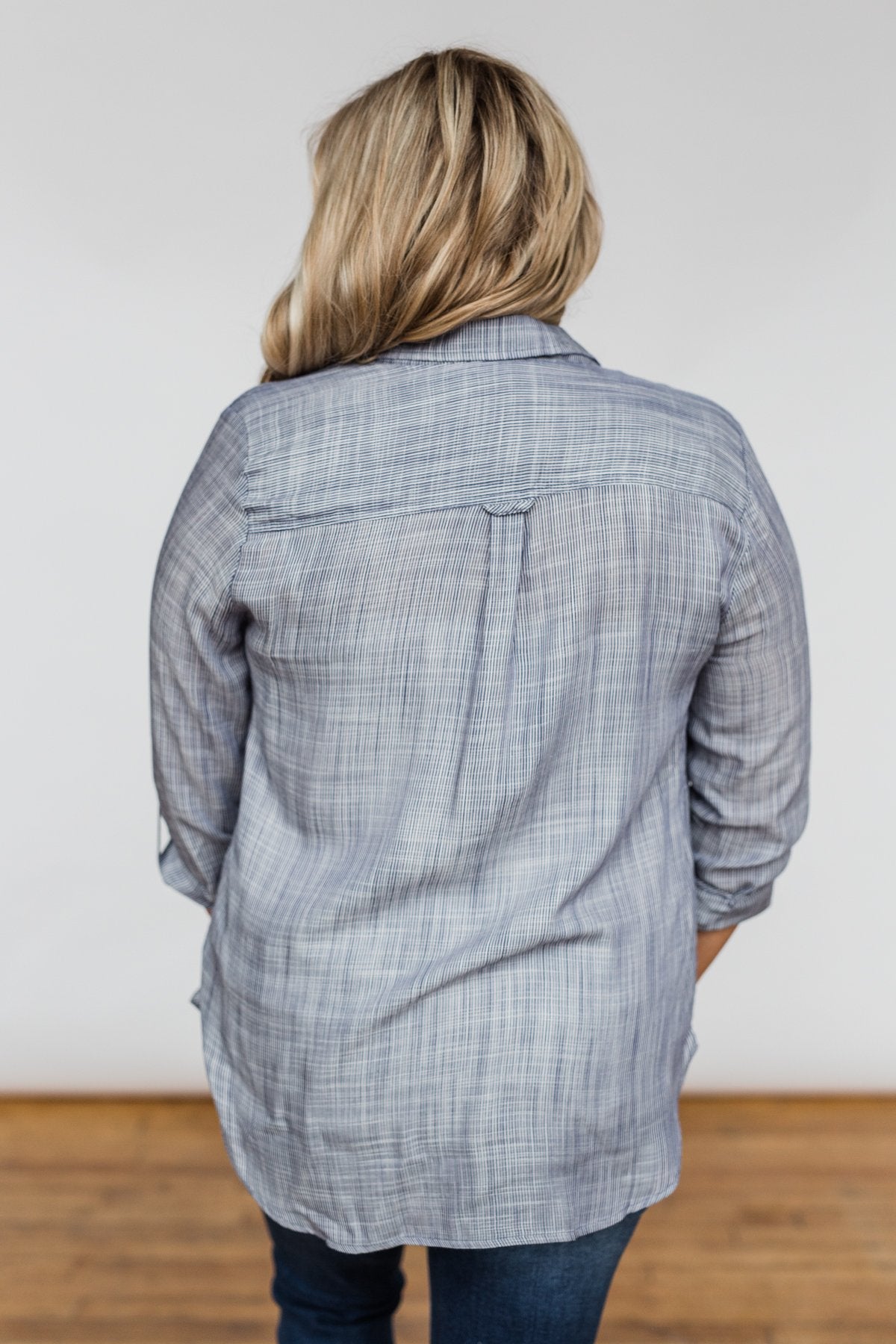 Let Me Adore You Button Down Top- Blue